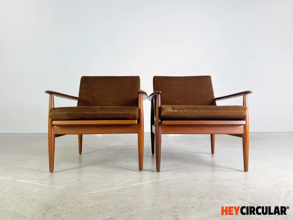 2x Midcentury Sessel easy chair braun Vintage 1960s Lounge Stuhl