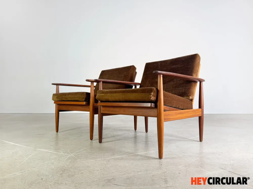 2x Midcentury Sessel easy chair braun Vintage 1960s Lounge Stuhl