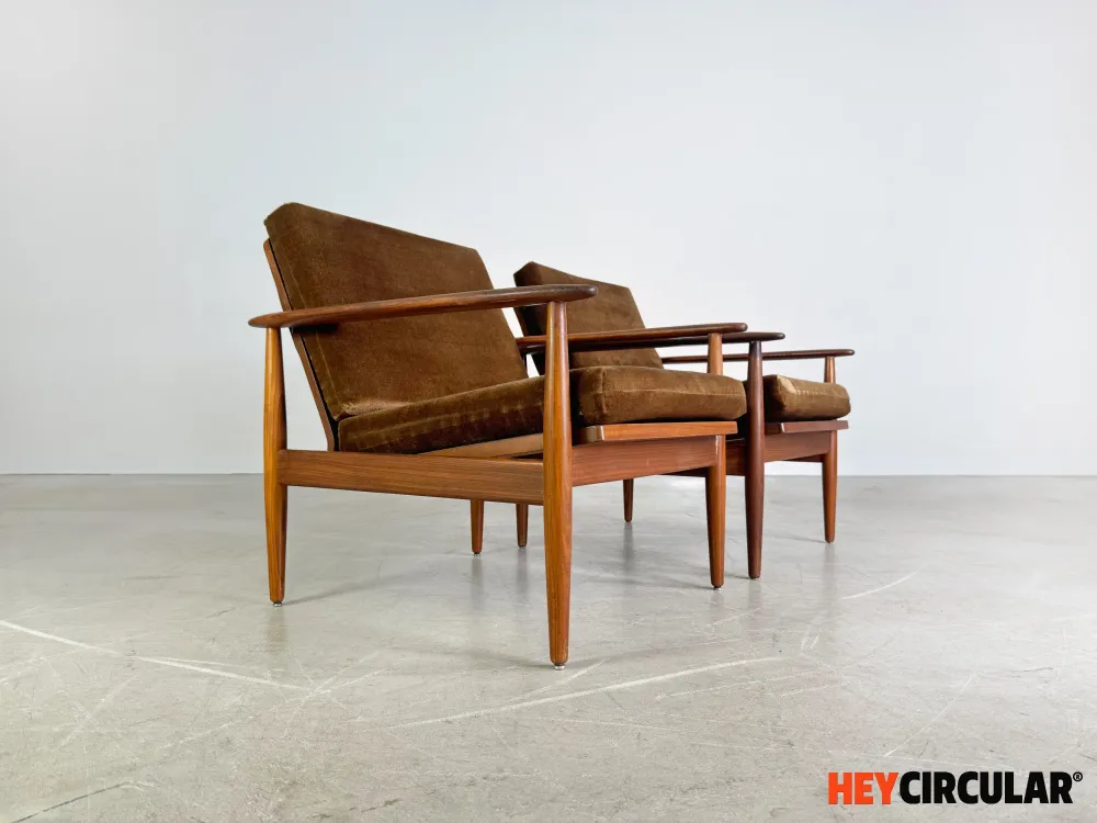2x Midcentury Sessel easy chair braun Vintage 1960s Lounge Stuhl