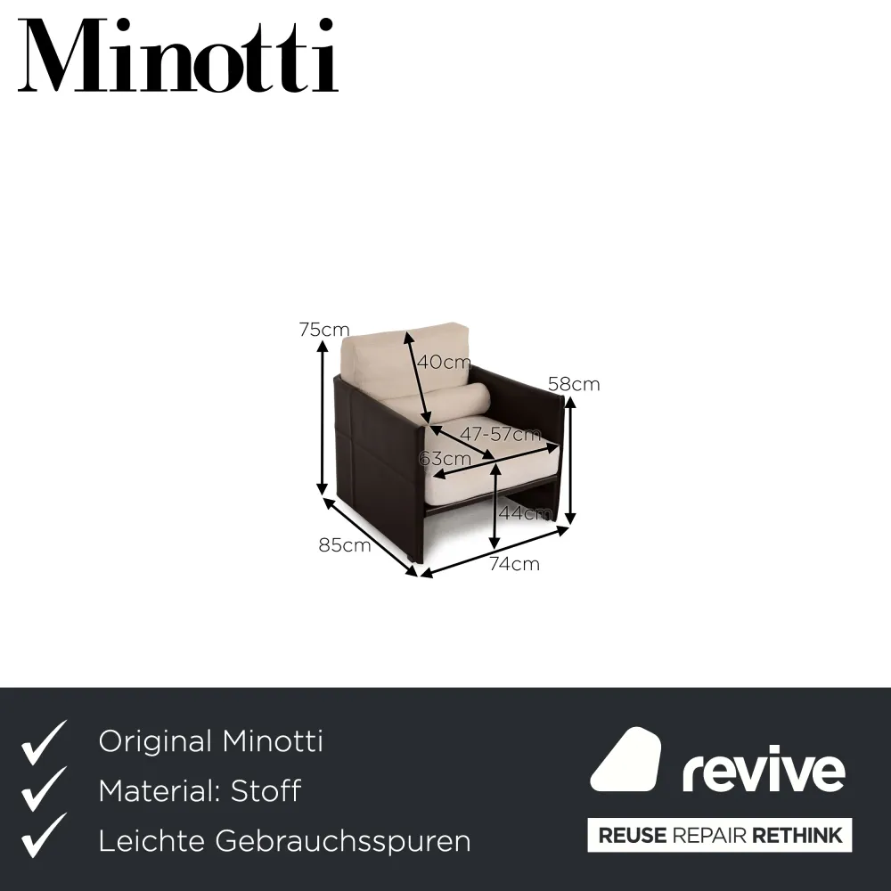 Minotti Stoff Leder Sessel Braun Creme