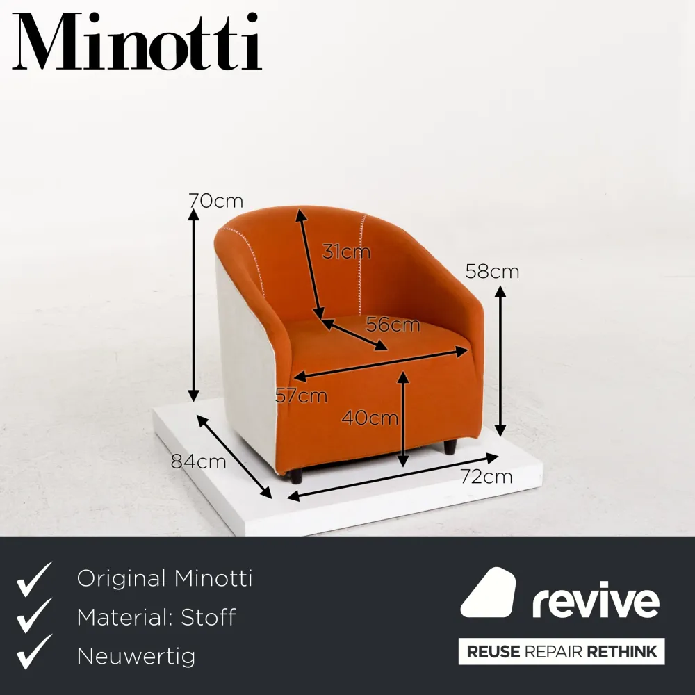 Minotti Stoff Sessel Orange Weiß #13247