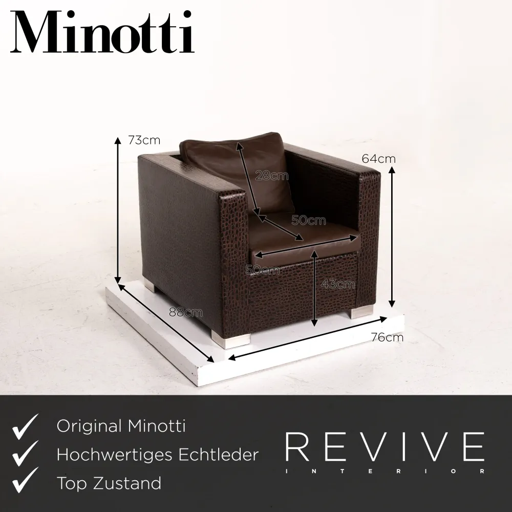 Minotti Suitcase line Leder Sessel Garnitur Braun Dunkelbraun 2x Sessel 1x Hocker #15530