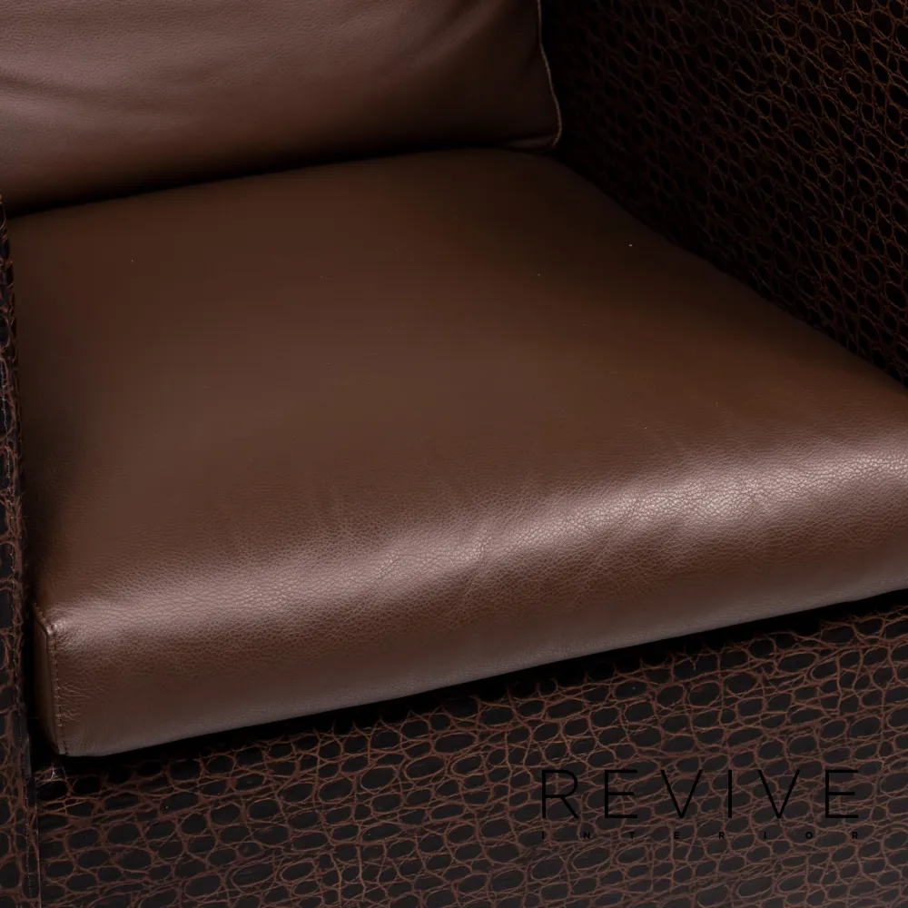 Minotti Suitcase line Leder Sessel Garnitur Braun Dunkelbraun 2x Sessel 1x Hocker #15530