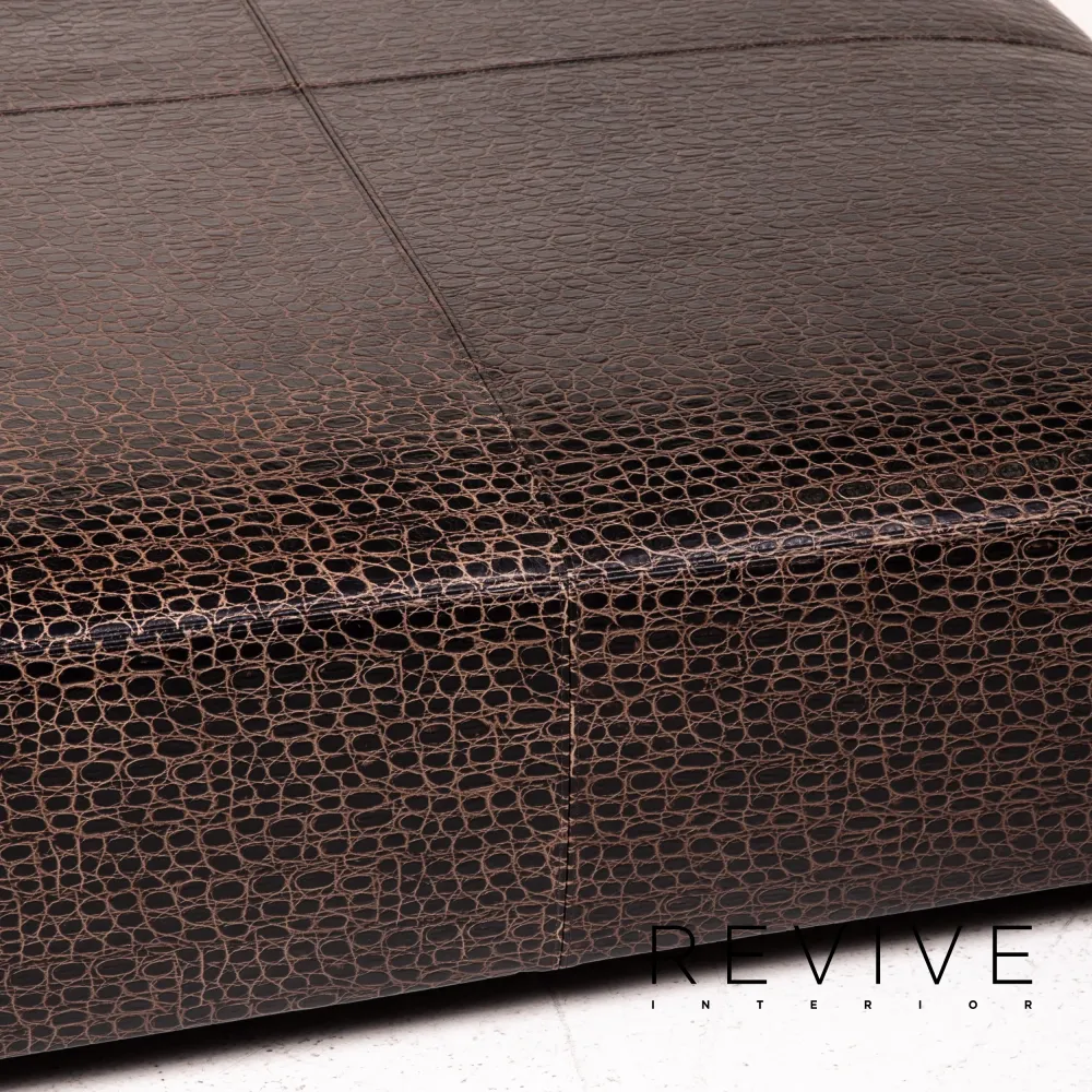 Minotti Suitcase line Leder Sessel Garnitur Braun Dunkelbraun 2x Sessel 1x Hocker #15530