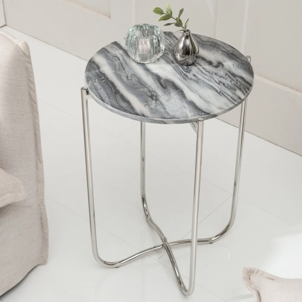 Moderner Beistelltisch MAMO abnehmbare Marmor-Platte ca.D38cm
