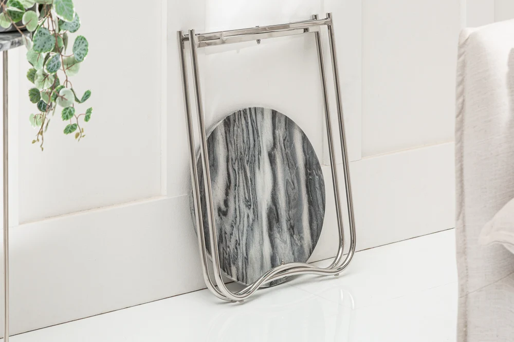 Moderner Beistelltisch MAMO abnehmbare Marmor-Platte ca.D38cm