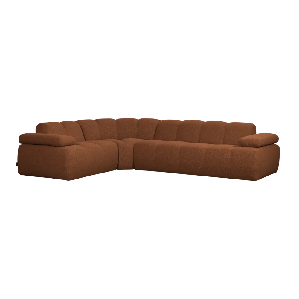Modularer Ecksofa linksseitig für 6 Personen MOJO rostbraun meliert Boucle
