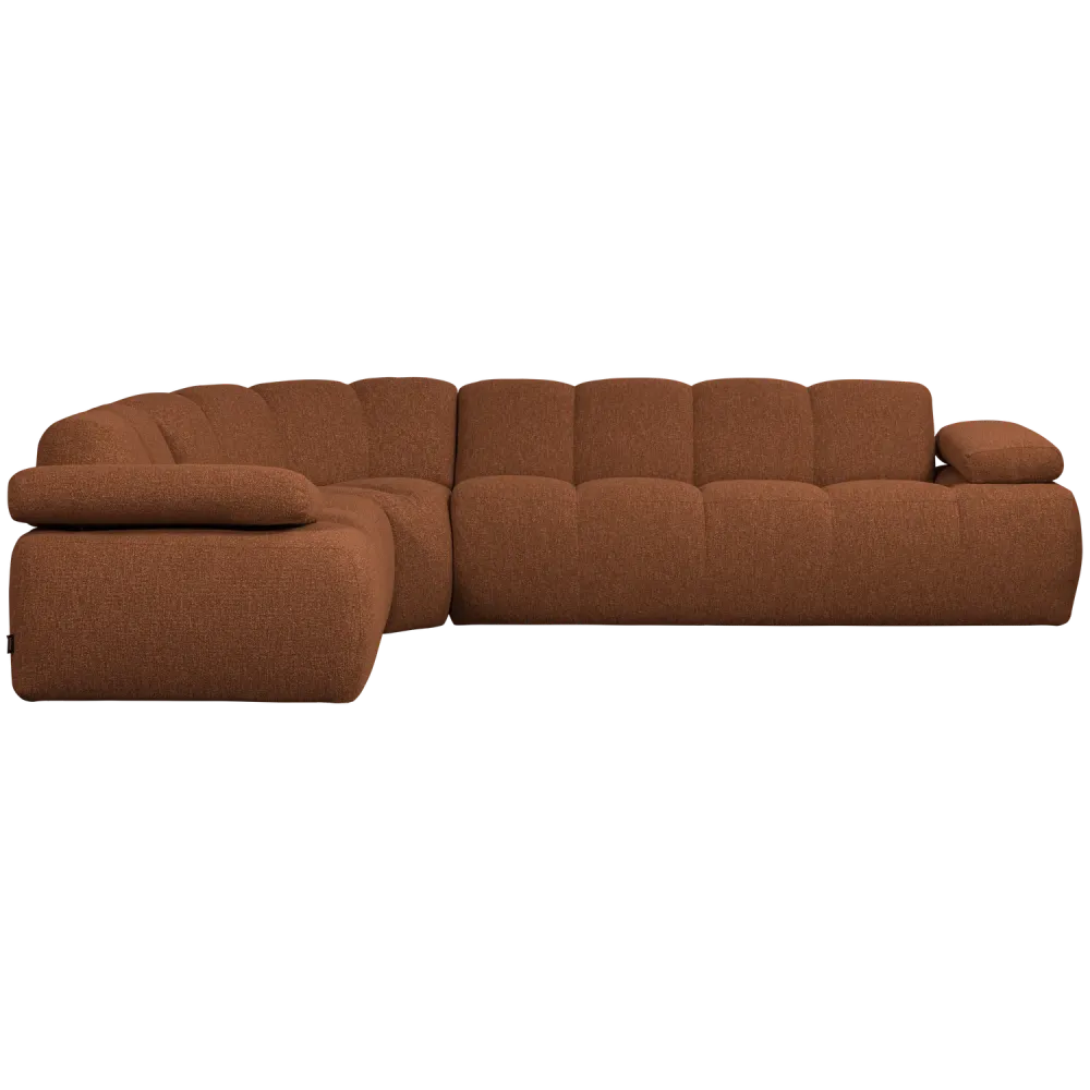 Modularer Ecksofa linksseitig für 6 Personen MOJO rostbraun meliert Boucle