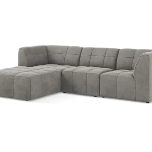 Modularer Samt-Ecksofa linksseitig 3-sitzig ALOHA grau