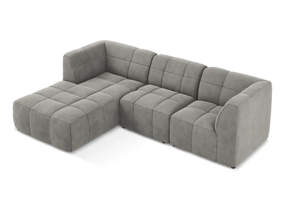 Modularer Samt-Ecksofa linksseitig 3-sitzig ALOHA grau