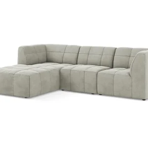 Modularer Samt-Ecksofa linksseitig 3-sitzig ALOHA hellgrau