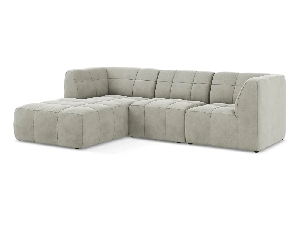Modularer Samt-Ecksofa linksseitig 3-sitzig ALOHA hellgrau