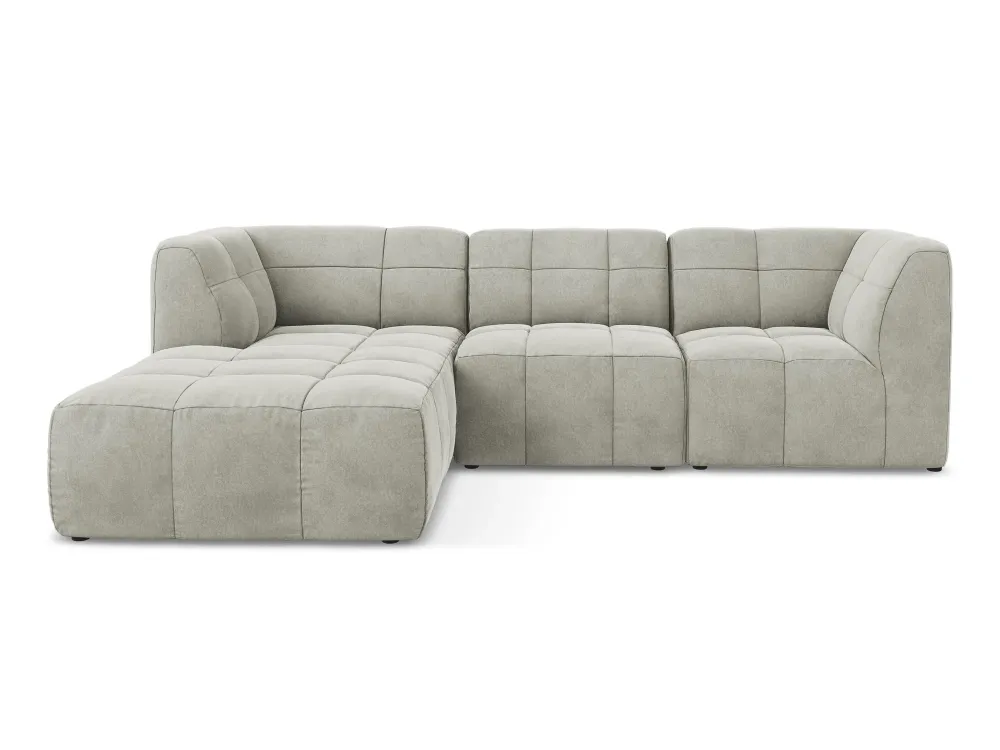 Modularer Samt-Ecksofa linksseitig 3-sitzig ALOHA hellgrau