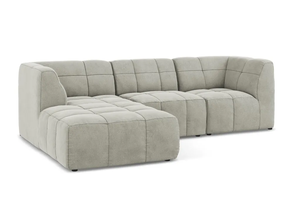 Modularer Samt-Ecksofa linksseitig 3-sitzig ALOHA hellgrau