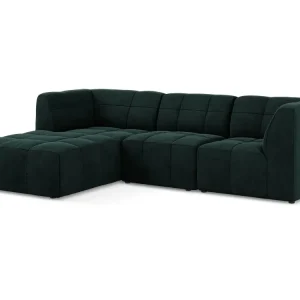 Modularer Samt-Ecksofa linksseitig für 3 Personen ALOHA graugrün
