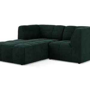 Modularer Samt-Ecksofa linksseitig für 2 Personen ALOHA graugrün