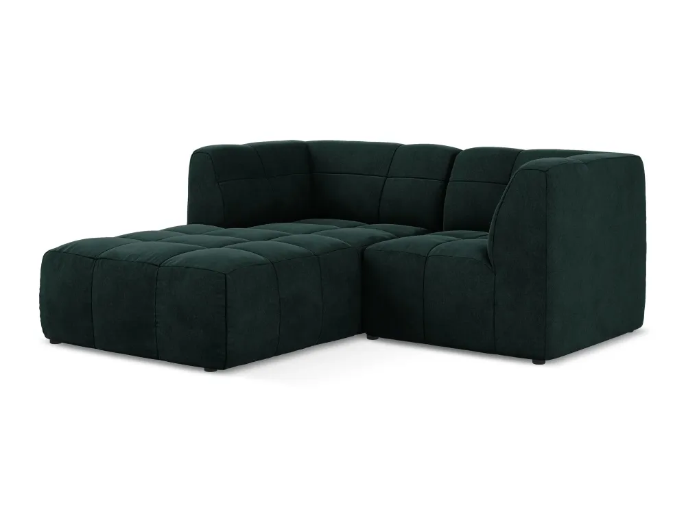 Modularer Samt-Ecksofa linksseitig für 2 Personen ALOHA graugrün