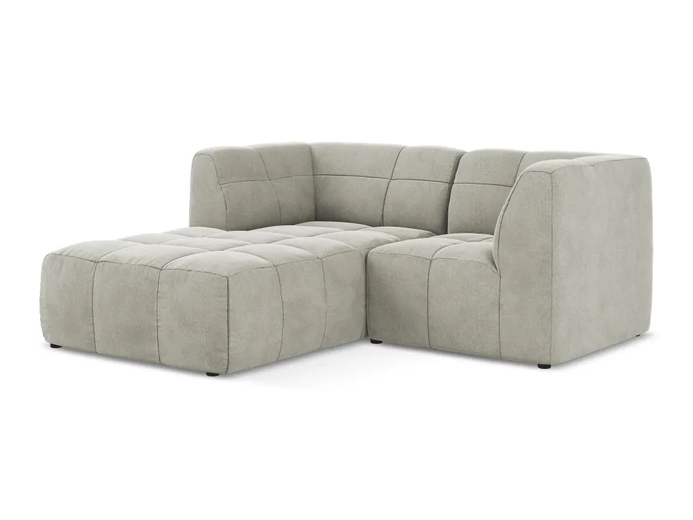 Modularer Samt-Ecksofa linksseitig für 2 Personen ALOHA hellgrau