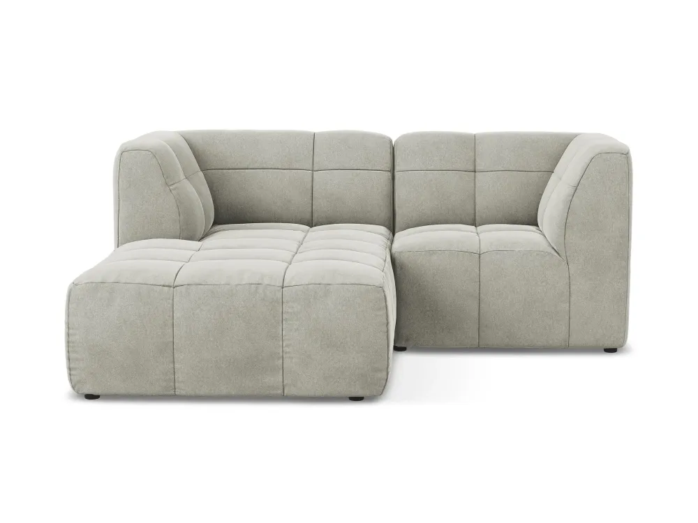 Modularer Samt-Ecksofa linksseitig für 2 Personen ALOHA hellgrau