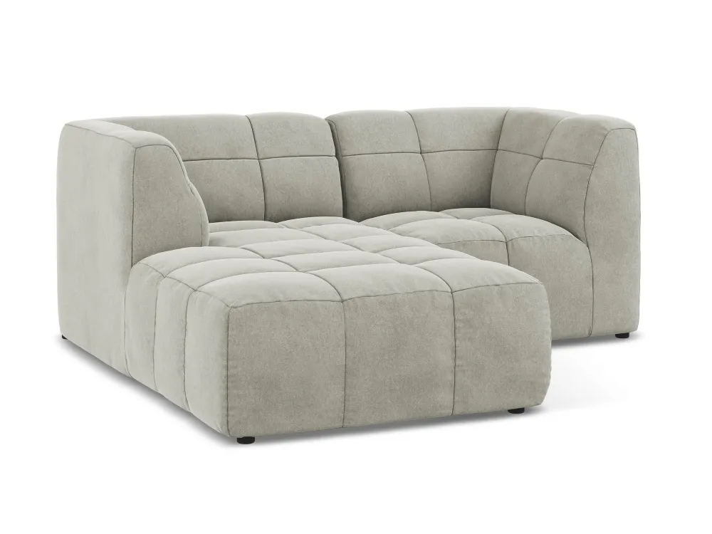 Modularer Samt-Ecksofa linksseitig für 2 Personen ALOHA hellgrau