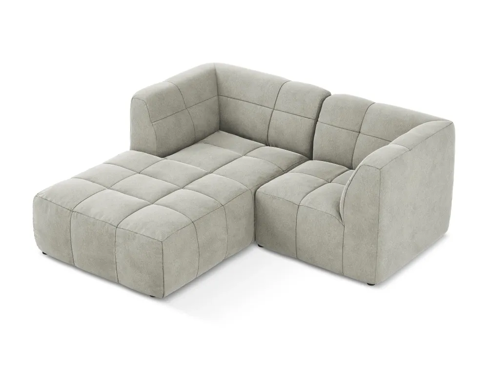 Modularer Samt-Ecksofa linksseitig für 2 Personen ALOHA hellgrau