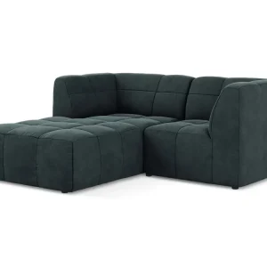 Modularer Samt-Ecksofa linksseitig für 2 Personen ALOHA Meeresfarbe