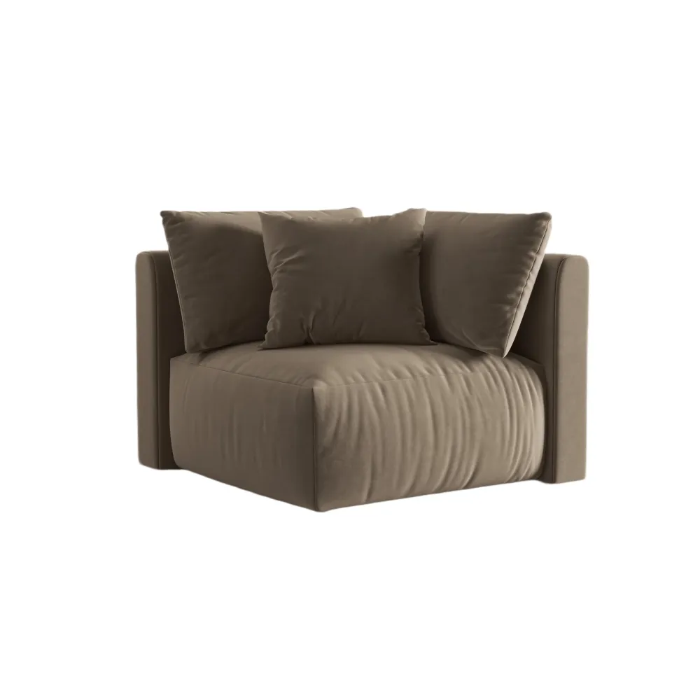 Modulares Samtsofa CHRIS - Eckelement Hellbraun