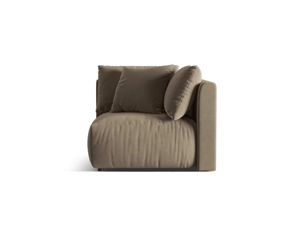 Modulares Samtsofa CHRIS - Eckelement Hellbraun