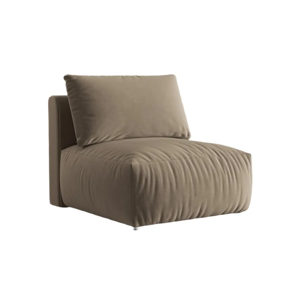 Modulares Samtsofa CHRIS - mittleres Element Hellbraun