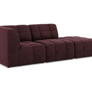 Modulares Samtsofa linksseitig offen 3-sitzig ALOHA burgunderrot
