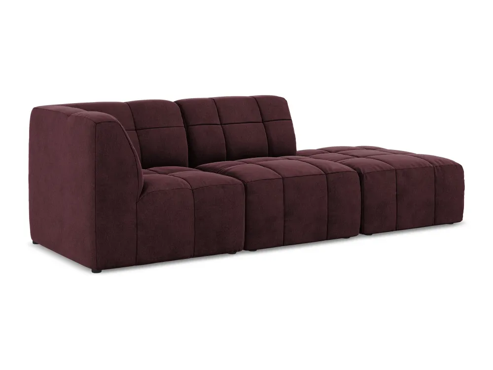 Modulares Samtsofa linksseitig offen 3-sitzig ALOHA burgunderrot