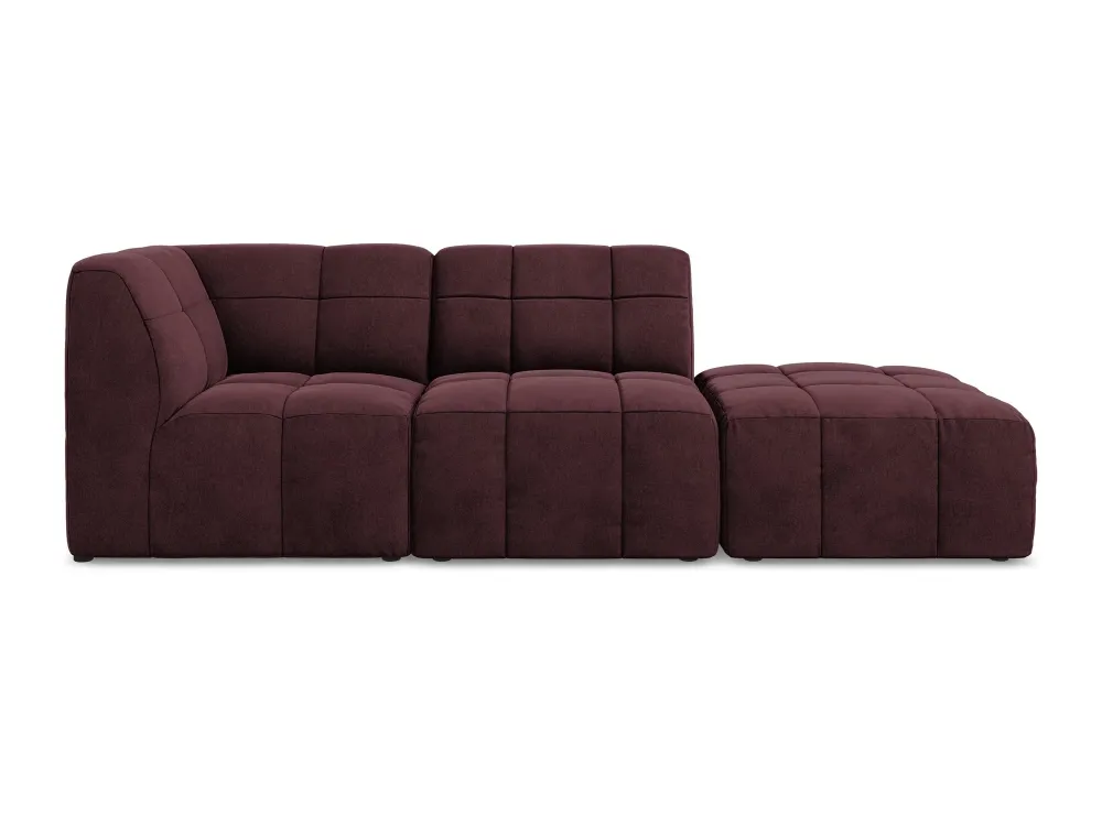 Modulares Samtsofa linksseitig offen 3-sitzig ALOHA burgunderrot