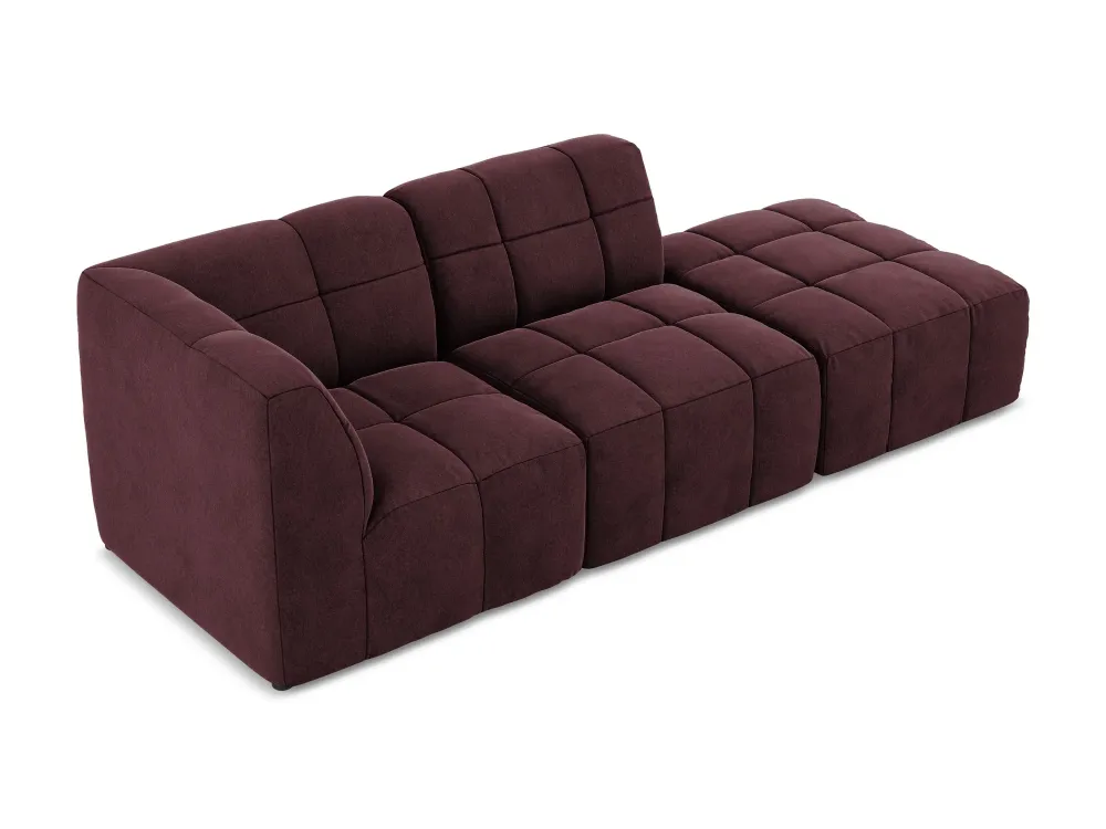 Modulares Samtsofa linksseitig offen 3-sitzig ALOHA burgunderrot