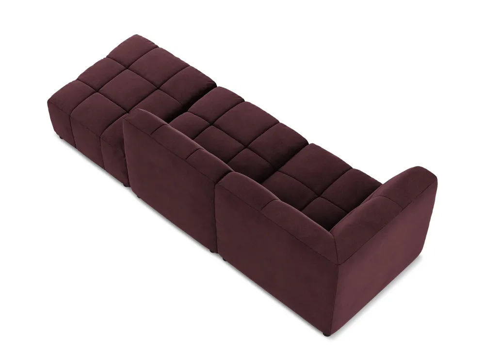 Modulares Samtsofa linksseitig offen 3-sitzig ALOHA burgunderrot
