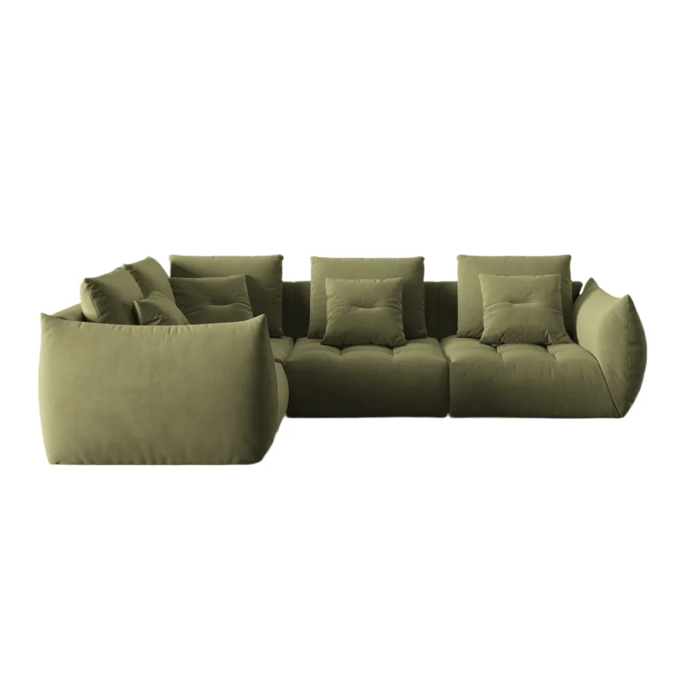 Modulares Samtsofa für 3 Personen linksseitig BLOOM grün