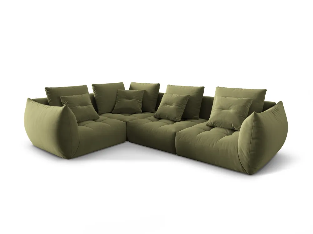 Modulares Samtsofa für 3 Personen linksseitig BLOOM grün