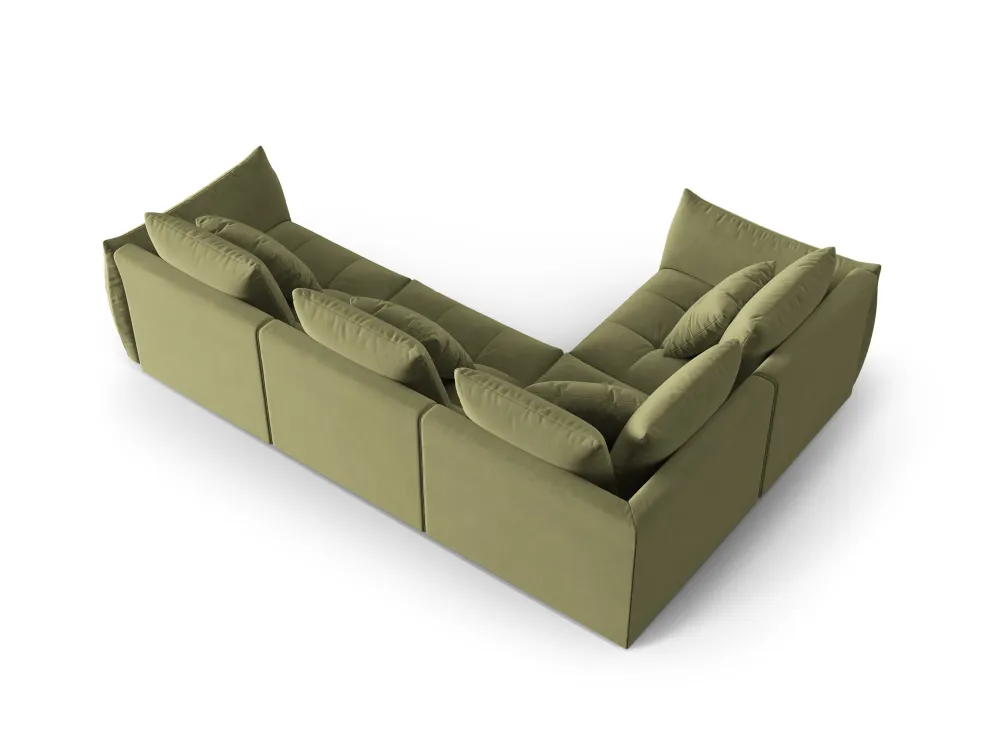 Modulares Samtsofa für 3 Personen linksseitig BLOOM grün