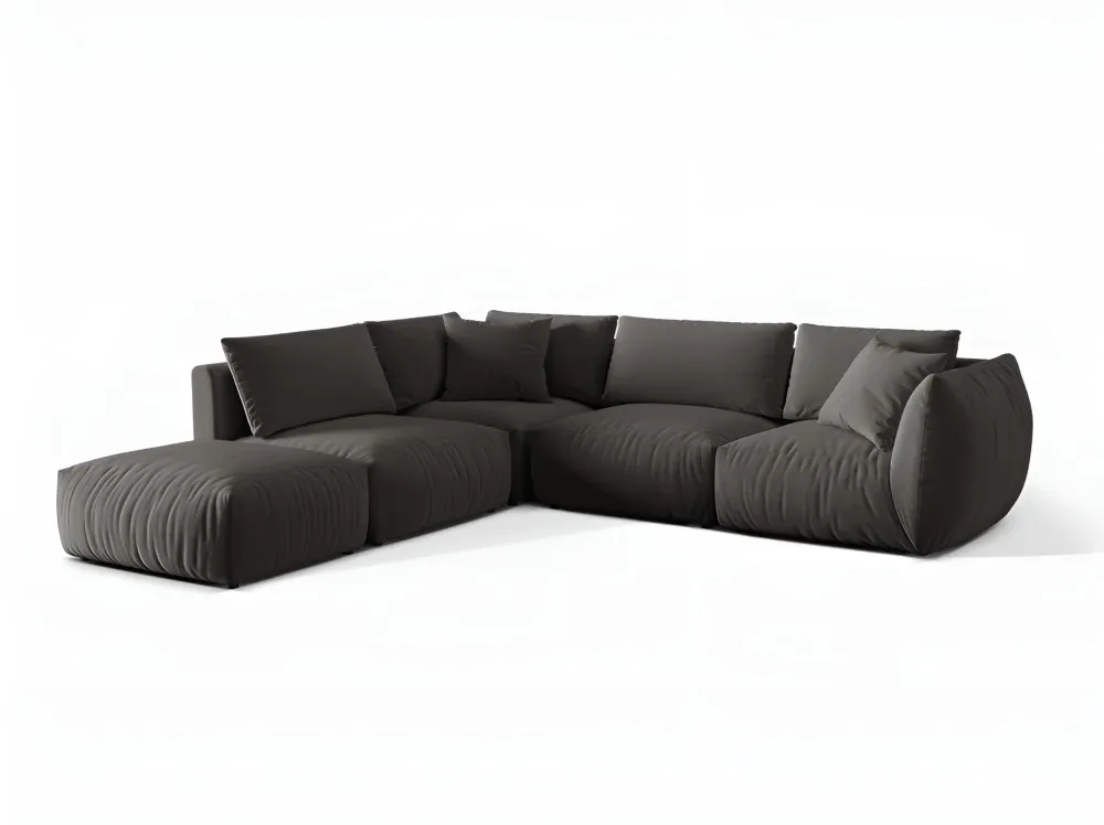 Modulares Samtsofa für 4 Personen, linksseitig, CHRIS, dunkelgrau