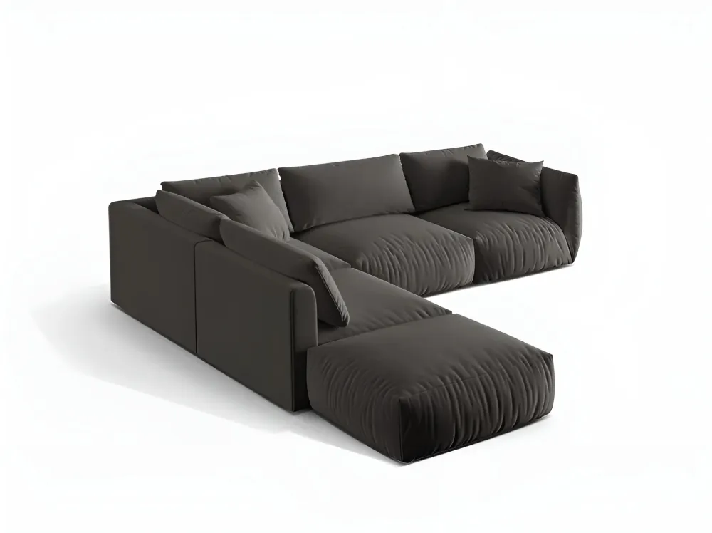 Modulares Samtsofa für 4 Personen, linksseitig, CHRIS, dunkelgrau