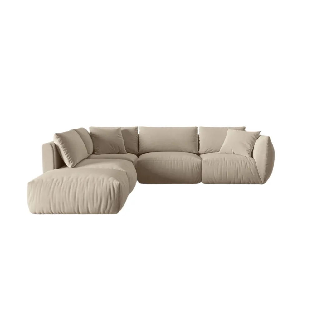 Modulares Samtsofa für 4 Personen, linksseitig CHRIS ecru