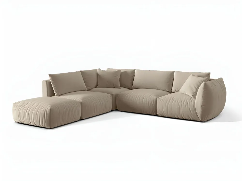 Modulares Samtsofa für 4 Personen, linksseitig CHRIS ecru