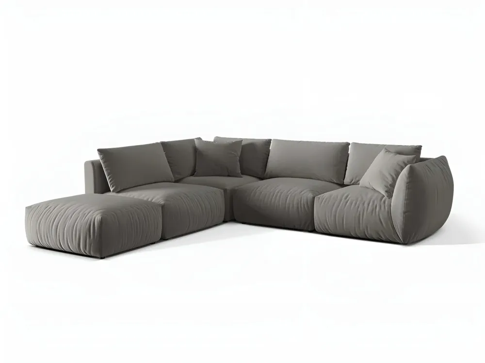 Modulares Samtsofa für 4 Personen, linksseitig CHRIS, grau