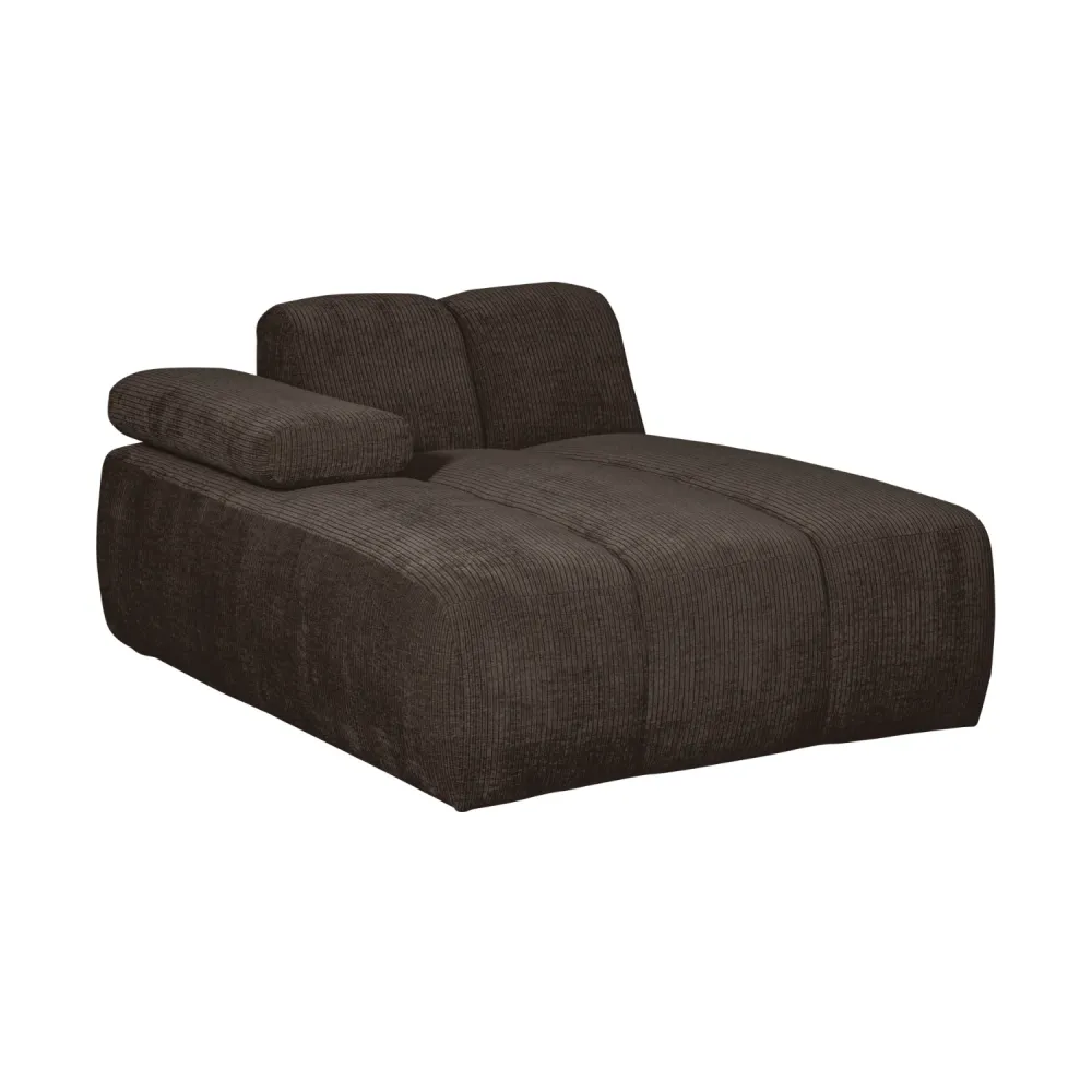 Modulsofa MOJO - linksseitiger Chaiselongue dunkelbraunem Cord