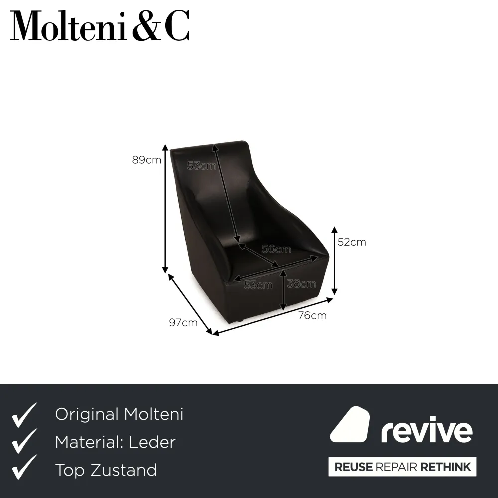 Molteni Doda Leder Sessel Schwarz