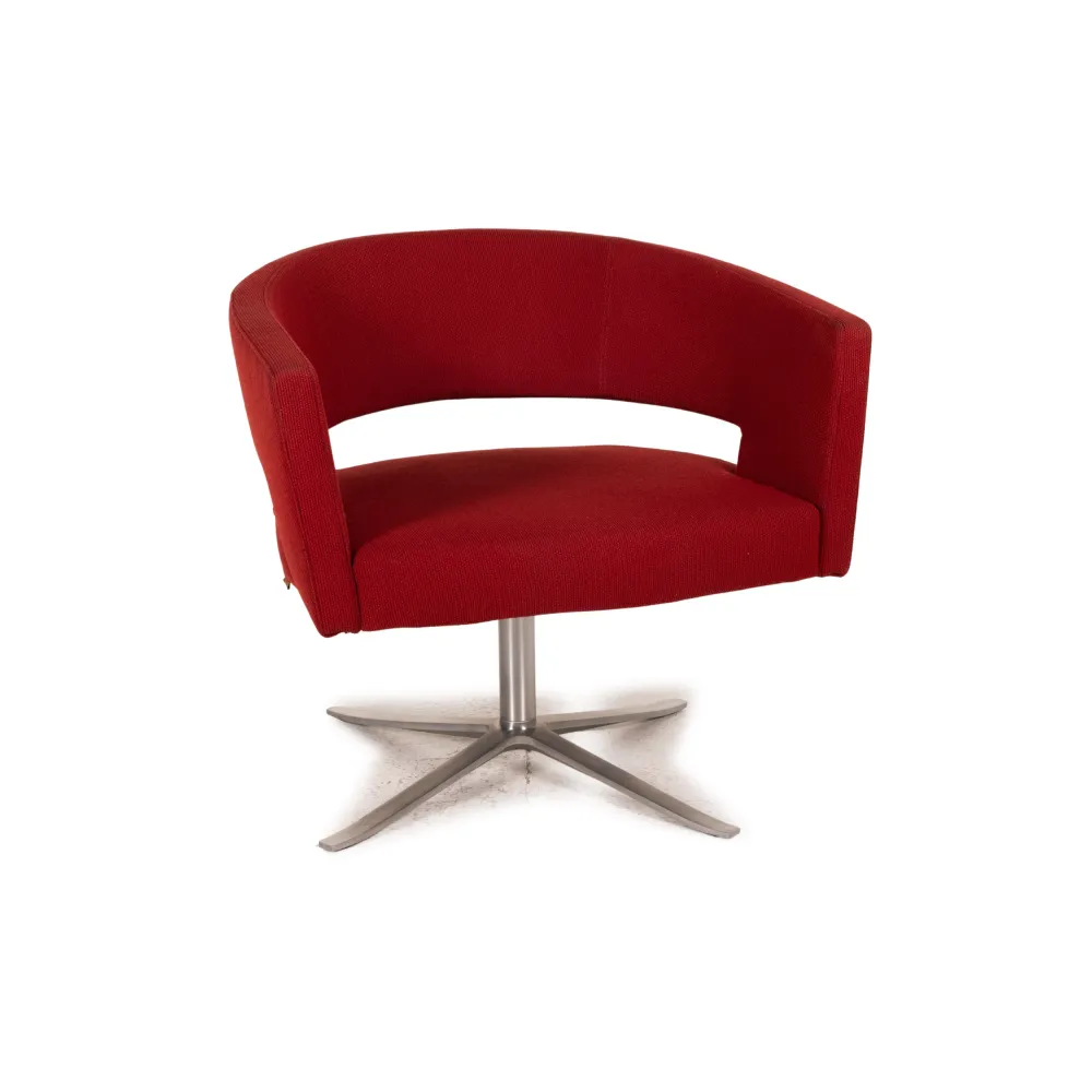 Montis Turner Stoff Sessel Rot Metall Drehbar