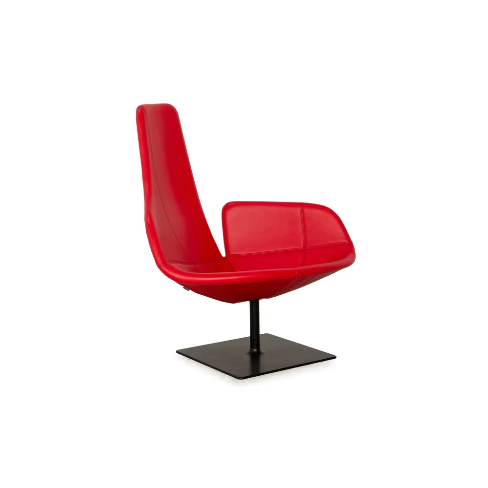 Moroso Fjord Leder Sessel Rot Drehfunktion