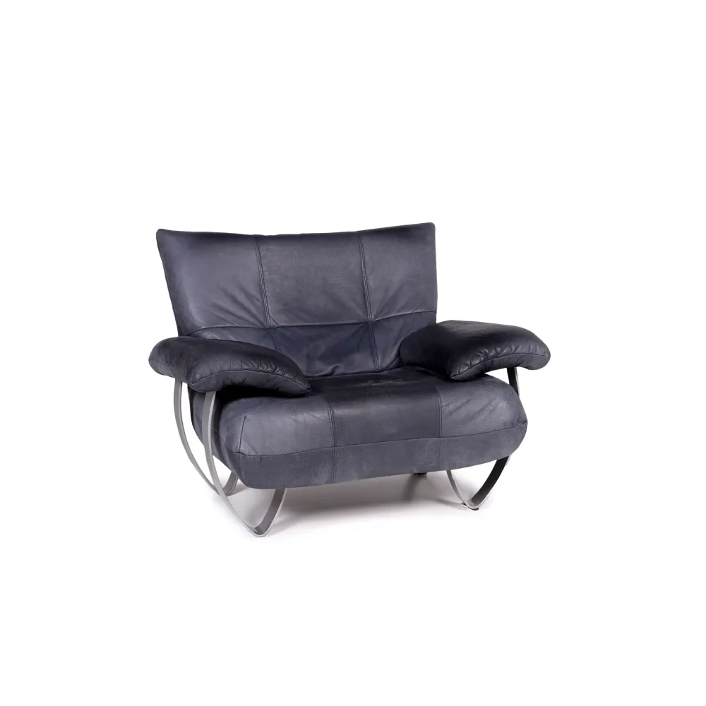 Musterring Leder Sessel Blau #11241