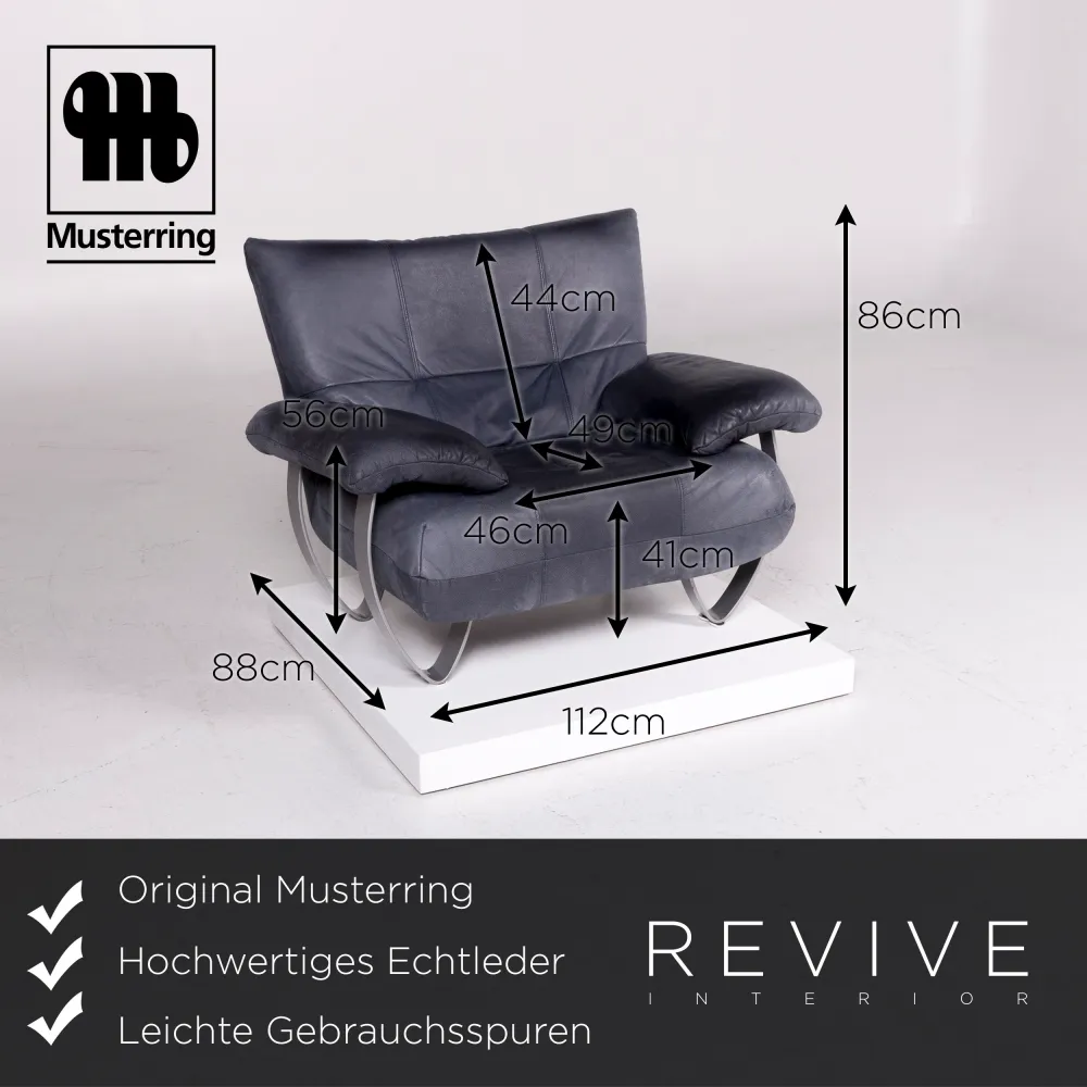 Musterring Leder Sessel Blau #11241