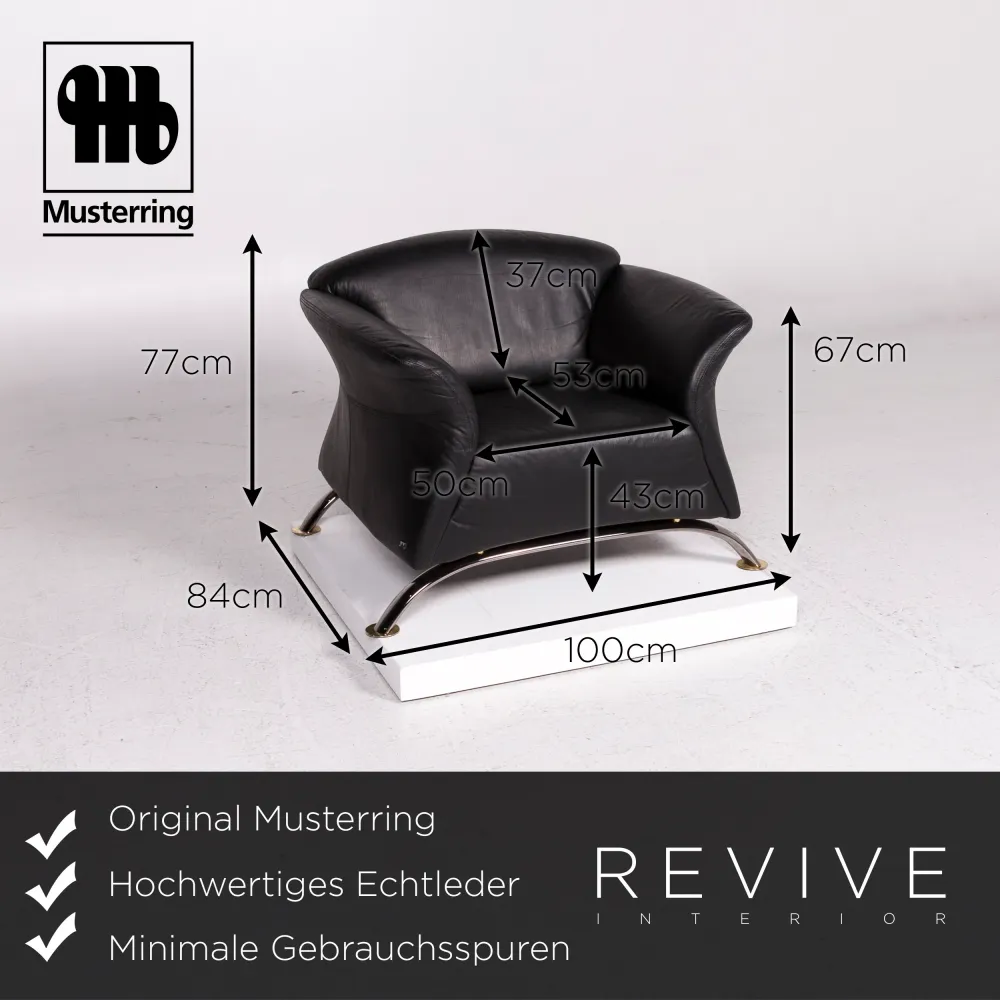 Musterring Leder Sessel Schwarz #11292