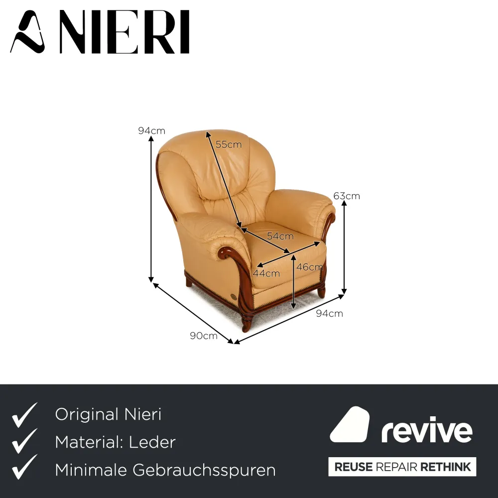 Nieri Victoria Leder Sessel Creme